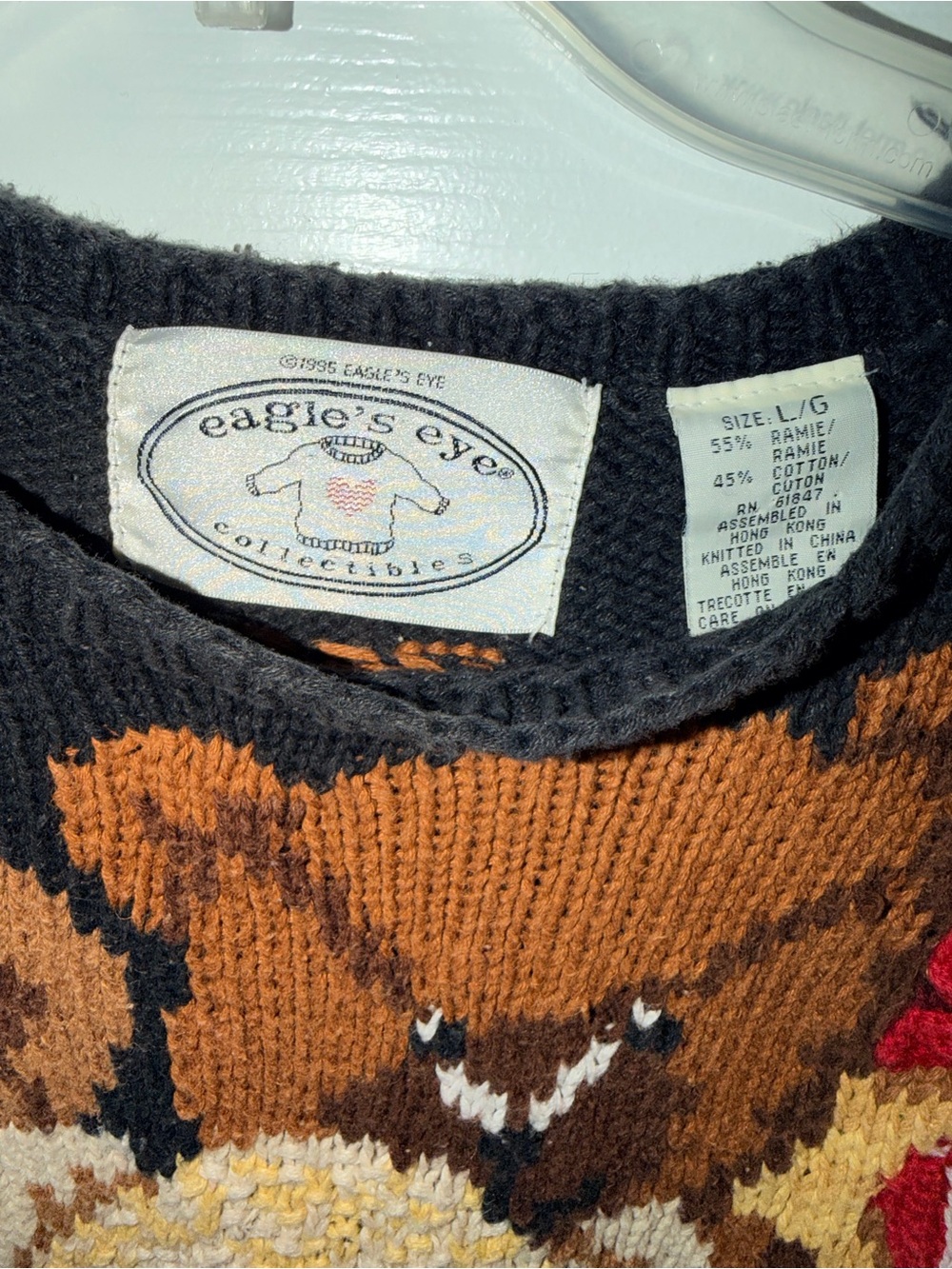 Vintage-Inspired Teddy Bear Crewneck Sweater - Black/Multi - Picture 2 of 3